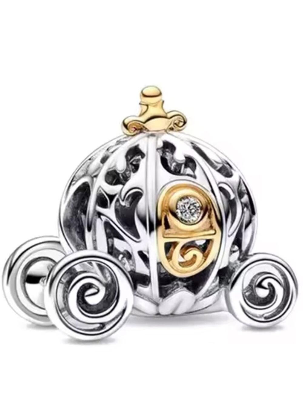 Sterling Silver Cinderella Enchanted Carriage Charm Bracelet